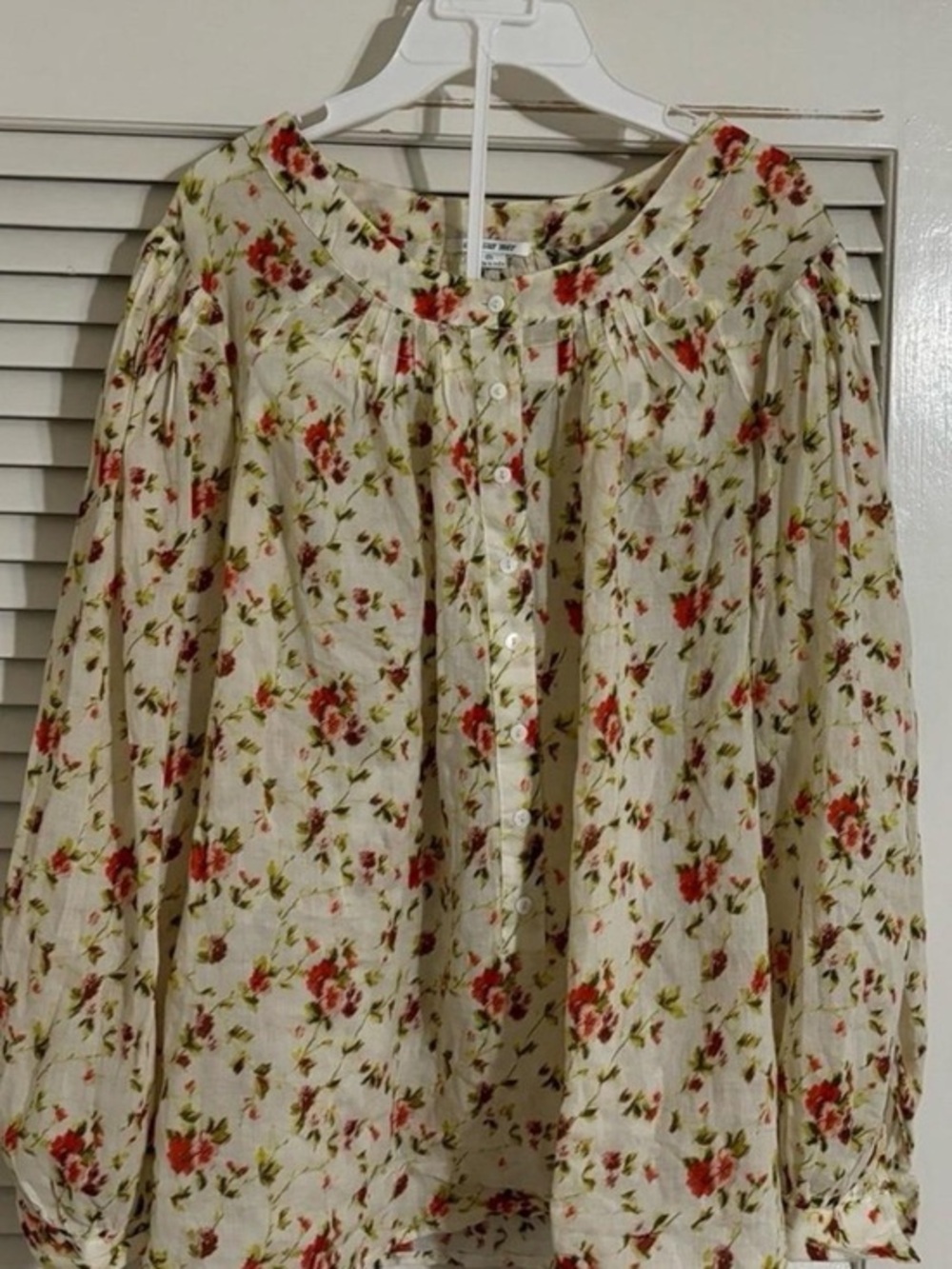 Anthropologie Eze Sur Mer Boho Chic Floral Light Blouse size M